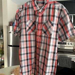 Kenneth Cole Reaction Red and Black Plaid Shirt